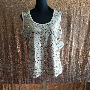 Spanner women's cream white sequin pattern tank top Size: L